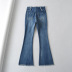 Jeans micro-lanzados con levantamiento de cadera elástico con borde sin rematar y borla retro NSAM139698