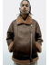 chaqueta de piel de cordero de color sólido de manga larga delgada de doble cara con solapa NSAM139699