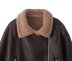 chaqueta de piel de cordero de color sólido de manga larga delgada de doble cara con solapa NSAM139699