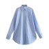 loose long sleeve lapel solid color or striped shirt NSAM139700