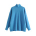 Suéter de color sólido de manga larga suelto con cuello alto y cuello alto NSAM139703