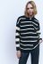 POLO Collar loose long sleeve Striped Knitted Sweater NSAM139704