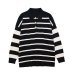 POLO Collar loose long sleeve Striped Knitted Sweater NSAM139704