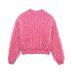 suéter de punto de color sólido de manga larga con cuello redondo suelto NSAM139705