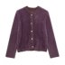 button solid color long sleeve faux fur knitted cardigan NSAM139706