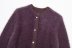 button solid color long sleeve faux fur knitted cardigan NSAM139706