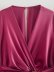 v neck long sleeve solid color silk satin texture one-piece shorts NSAM139707