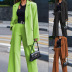 long-sleeved casual high waist loose solid color blazer and pant two-piece suit NSONF139712