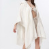 long-sleeved bohemian hooded loose high waist solid color cotton and linen two-piece suit NSONF139726