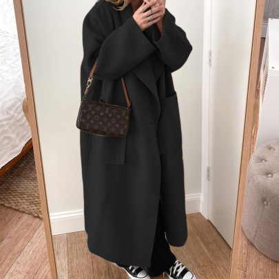 Long-sleeved Casual Loose Lapel Solid Color Coat NSONF139729