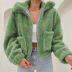 long-sleeved lapel warm solid color plush jacket NSONF139733