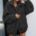 abrigo cálido de felpa de color sólido suelto de manga larga con solapa NSONF139735