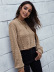 stand collar twist short loose solid color knitted sweater NSNCK139747