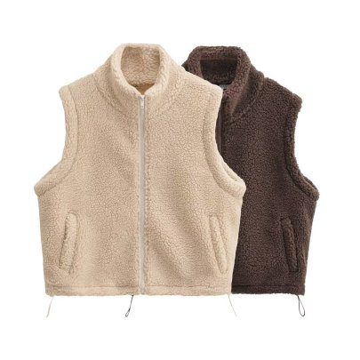 Zipper Solid Color Warm Sleeveless Stand-up Collar Vest NSYXB139749