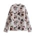 suéter suelto de flores jacquard de manga larga con cuello redondo NSYXB139753