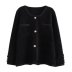 button solid color retro loose pockets knitted jacket NSYXB139758