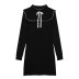 stand collar long sleeve color matching Knitted Sweater Dress NSAM139769