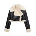 double-sided short lapel long sleeve color matching fur jacket NSAM139771