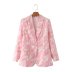 lapel long sleeve one-button color matching blazer NSAM139780