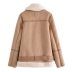 chaqueta cálida con solapa de manga larga de color sólido con cremallera NSYXB139788