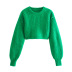 round neck short long sleeve solid color knitted sweater NSYXB139791