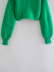 suéter corto de punto de color liso con cuello redondo y manga larga NSYXB139791