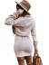 vestido de color liso con cordones y manga larga con cuello alto NSMVS139799