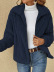 lapel short long sleeve solid color pit strip plush coat NSMVS139800
