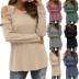 round neck strapless ruffled loose casual long sleeve solid color top NSMVS139802