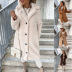 abrigo largo de felpa de color sólido con solapa de manga larga NSMVS139803