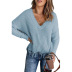 V-neck tassel loose long sleeve solid color sweater NSMVS139808