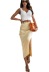 ribbed button solid color slit high waist slim skirt NSMVS139818