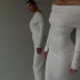 vestido de color sólido de cintura alta delgado de manga larga de un hombro NSAFS139830