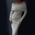 one-shoulder long-sleeved slim high waist solid color dress NSAFS139830