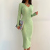 Cross Strap Halter Neck Long-sleeved slim solid color Knitted Dress NSAFS139833