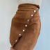 falda delgada de cintura alta de color sólido de terciopelo de cuero con un solo pecho NSFD139845