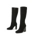 simple Square Toe solid color Thick Heel High Heel Boots NSZLX139431