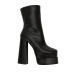 square toe waterproof platform side zipper solid color PU thick heel boots NSZLX139432