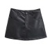 high waist slim A-line solid color PU Leather Skirt NSXDX139439