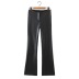pantalones acampanados de cuero de PU de color sólido delgado de cintura alta NSXDX139440