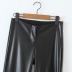 high waist slim solid color PU leather flared pants NSXDX139440