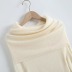  Cuffed Off-Shoulder slim solid color Knit Top NSXDX139441