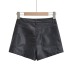 high waist slim solid color PU leather shorts NSXDX139443