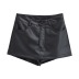 high waist slim solid color PU leather shorts NSXDX139443