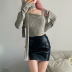 suéter de color sólido de manga larga delgado irregular de botón simple NSGWY139454