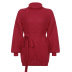 turtleneck loose long sleeve loose solid color sweater dress NSGWY139458