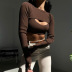 U-neck navel vest slim-fit long-sleeved knitted blouse two-piece set NSGWY139465