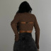 Conjunto de dos piezas de blusa de punto de manga larga con cuello en U y chaleco con ombligo NSGWY139465