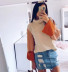 turtleneck long sleeve loose color matching knitted sweater NSWJY139474