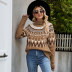 suéter de cuello alto con costuras de rayas retro en contraste de color NSWJY139475